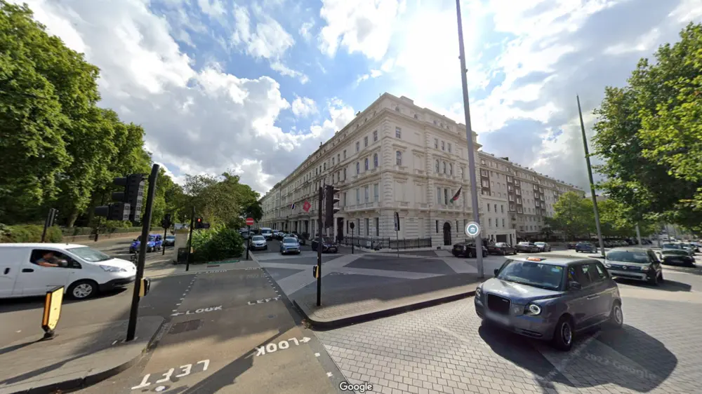 junction of Kensington Road and Exhibition Road London